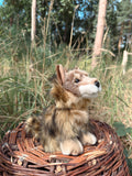 Der braune Wolf 20cm sitzend, der Herzen erobert